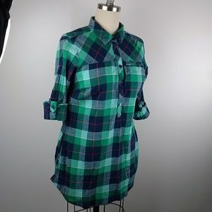 Columbia Green Flannel Plaid Shirt